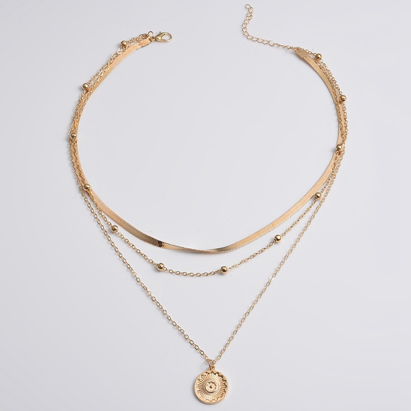 Fancyqube Kalung Rantai Multilayer Bahan Alloy Warna Silver Gaya Bohemia Untuk Wanita