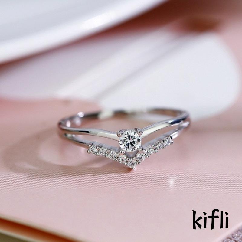 Cincin Tunangan,Alloy Simple Hias Zircon,Aksesoris Pengantin Wanita