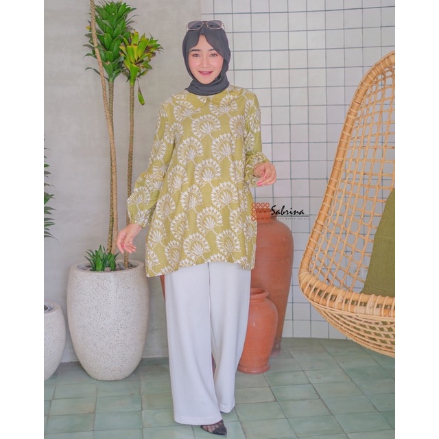 Nicota Blouse Atasan Batik Modern Kerja Kantor Wanita Katun Halus Adem Murah Kekinian