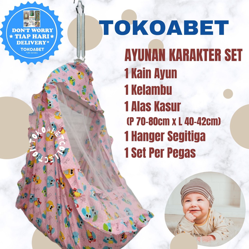 SET Ayunan Kain Karakter Manual Per Hanger Perlengkapan Tidur Bayi NEW VARIAN TOKOABET