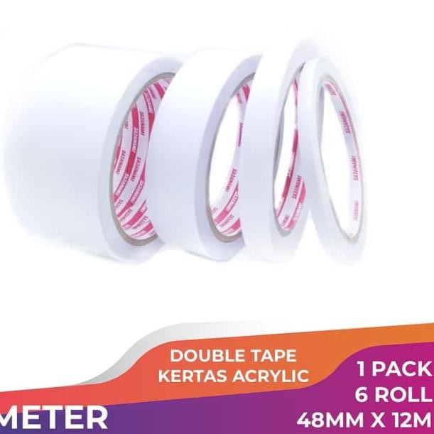 

DOUBLE TAPE 2" 48MM x 12 M DOUBLETAPE KERTAS PUTIH SAZANAMI ISI 6ROL