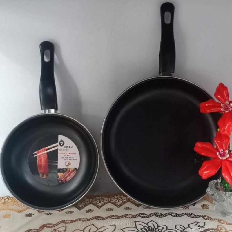 TRI J Teflon Frypan Set 2in1 : 18cm dan 25cm - Paket Teflon isi 2