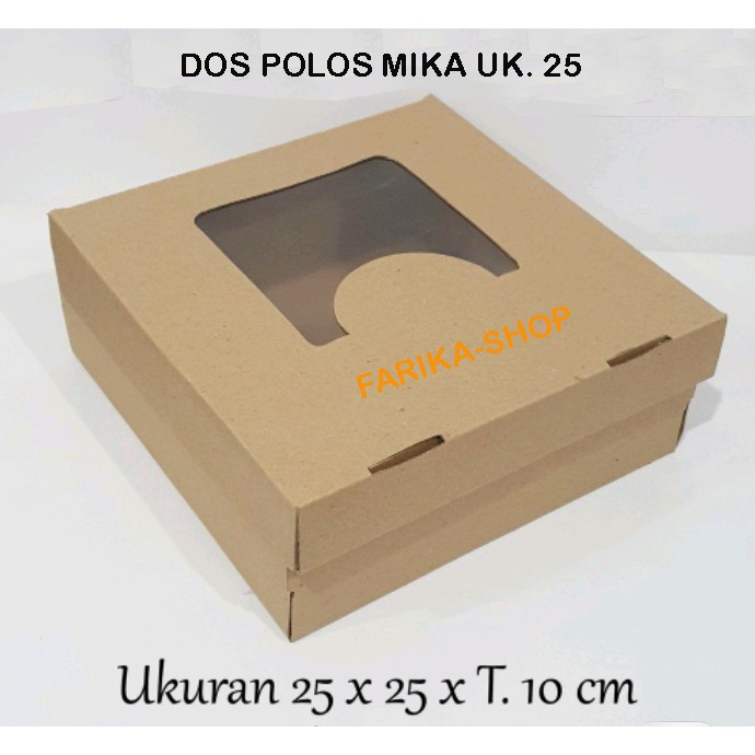 

Kotak Kue Mika uk. 25x25x10 cm / Dus Box Kue Kraft + Mika / Box Mika Kardus Kue Hampers Kemasa