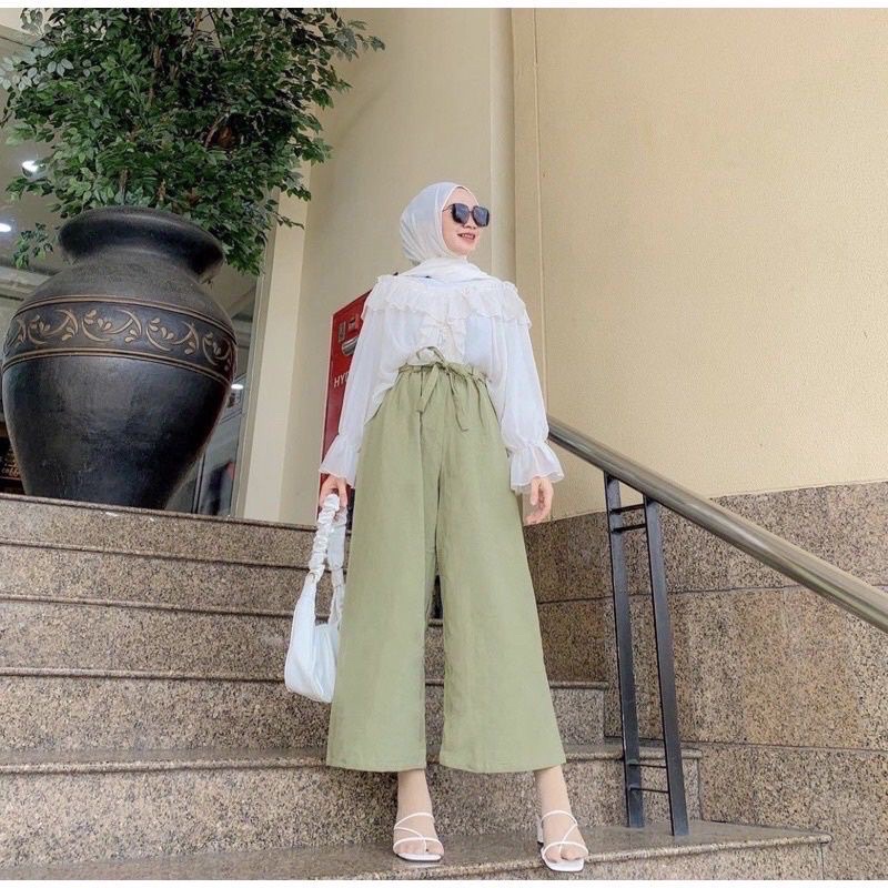 SEOUL YUKA KULOT LINEN HIGHWAIST KOREAN STYLE HITS OOTD SELEBGRAM FASHION MURAH
