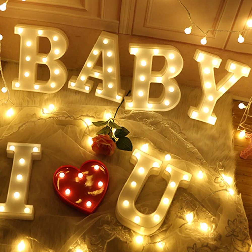 Hot Sale/26Huruf Lampu Malam LED/DIY Letter Symbol Sign Heart Battery Lights/Ornamen Lampu Lamaran Romantis Untuk Natal Pernikahan Valentines Day