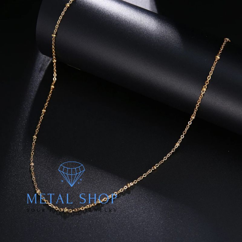 Kalung Titanium Pria Wanita Warna Emas Variasi Nuri Biji Lada Panjang 50CM