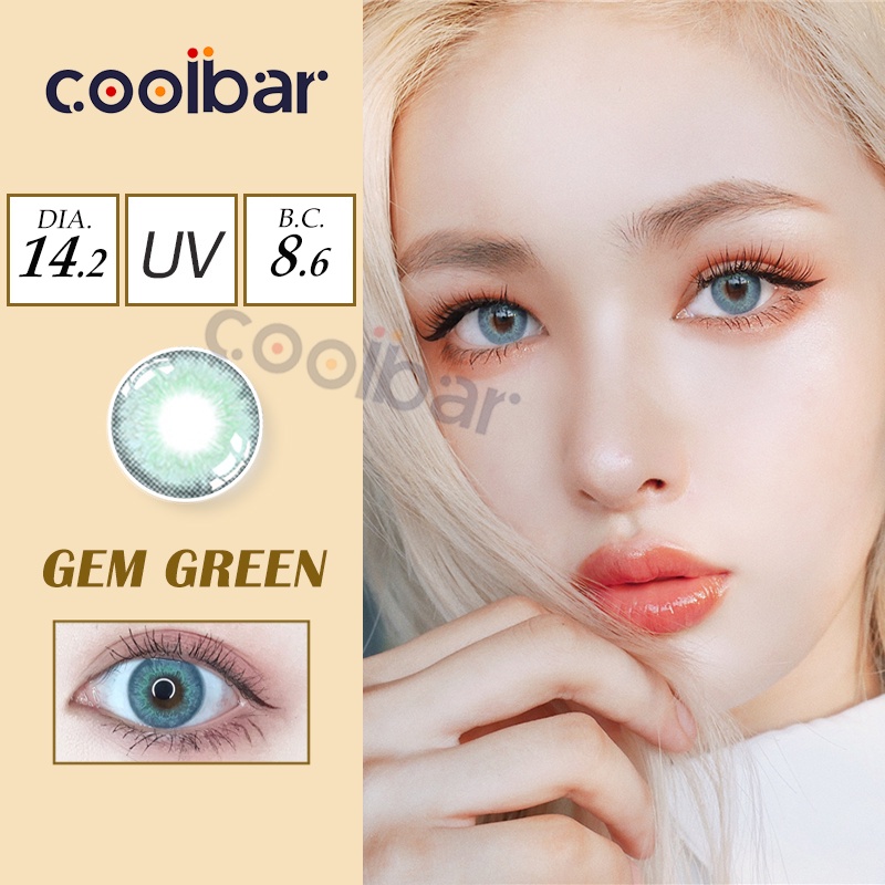 COOLBAR 1 Sepasang lensa kontak berwarna Diameter 14.2 MM sisse lens BROWN/GREEN/VIOLET/BULE/PINK/GRAY Normal s/d