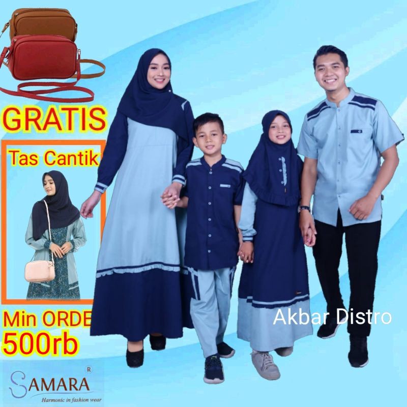COD | H04 Soft Blue Samara Sarimbit Keluarga Seragam baju Couple Keluarga Setelan FashionMuslim baju
