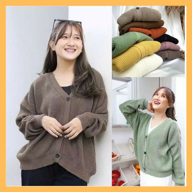 MALIKA CARDY OUTER RAJUT 7 GET / KARDIGAN RAJUT OVERSIZE / CARDI RAJUT KANCING 3 / CARDIGAN RAJUT TEBAL