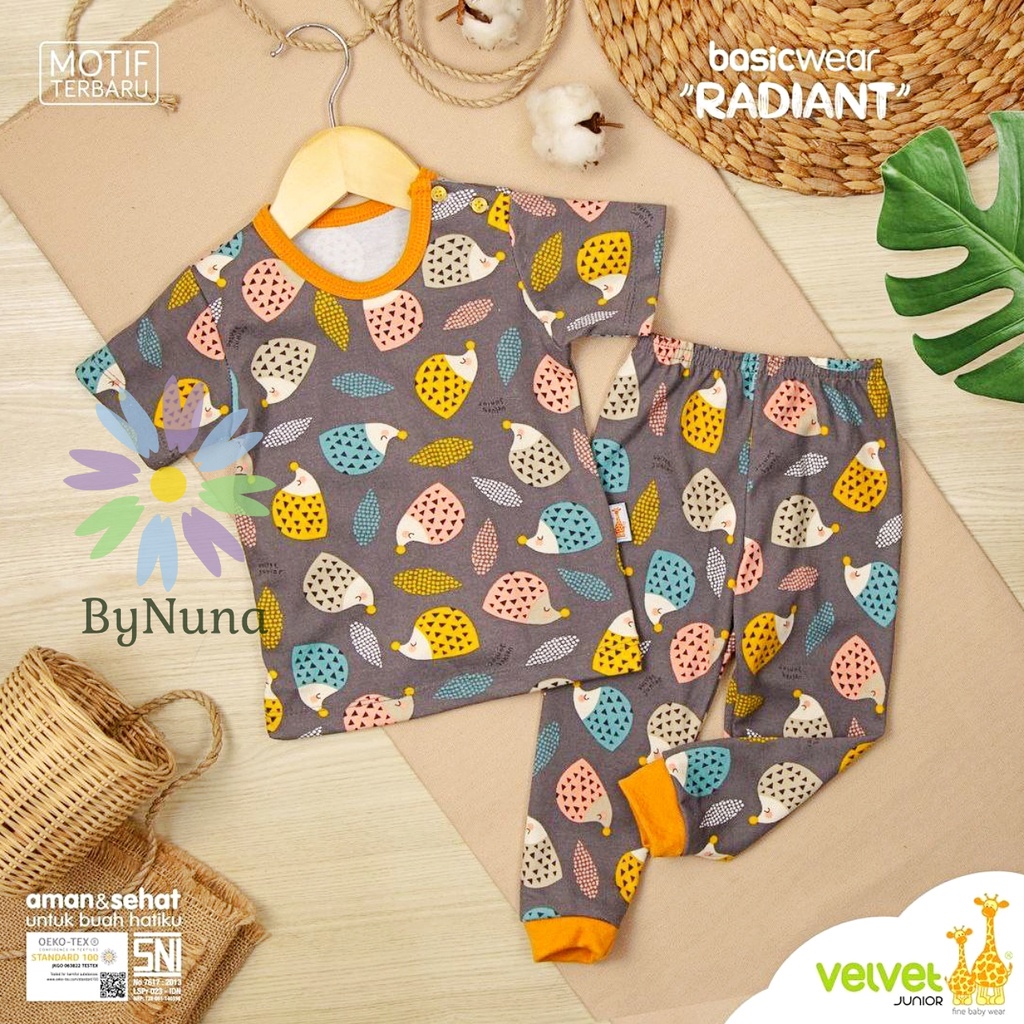 THE BEST SETELAN BAJU LENGAN PENDEK & CELANA PANJANG SERI "RADIANT" BASIC WEAR VELVET JUNIOR MODEL