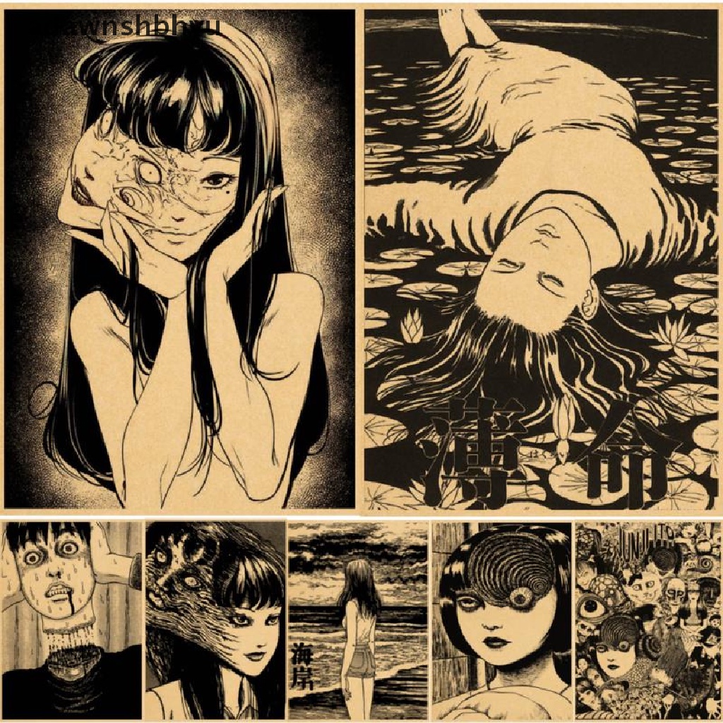 [adawnshbhyu] 50pcs Poster Anime Junji Ito Kualitas Tinggi Kamar Rumah Kartun Seni Cetak Stiker