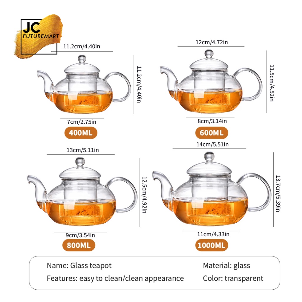 TEA POT GLASS INFUSER 400ML | TEKO TEH SARINGAN KACA - HY400