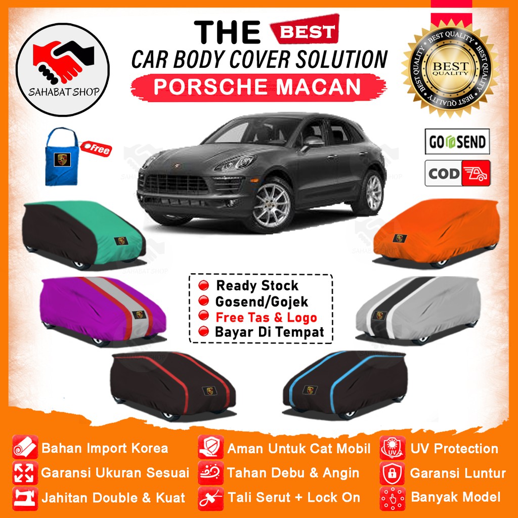 Sahabat Body Cover Mobil Macan / Sarung Penutup Porsche Macan Outdoor  / Tutup Mantel Selimut Jas Kerudung Pelindung Mantol Pembungkus Kerodong Kelambu Terpal Mobil Macan S Waterproof Anti Air Model Orange