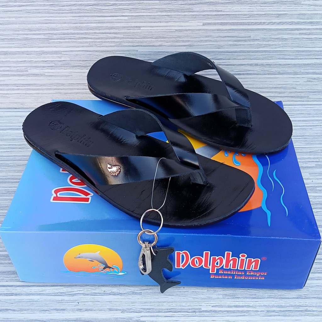 Dolphin sandal slide jepit pria kulit asli Lyndon sandal kulit asli pria dolphin original