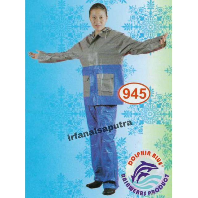 JAS HUJAN KOMBINASI Jaket Celana DOLPHIN BLUE 945 Kualitas Oke