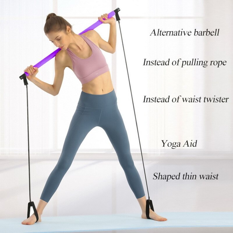 Tali Latihan Yoga Fitnes Portable Pilates Bar Tali Stretching Yoga Pilates Bar Stick Resistance