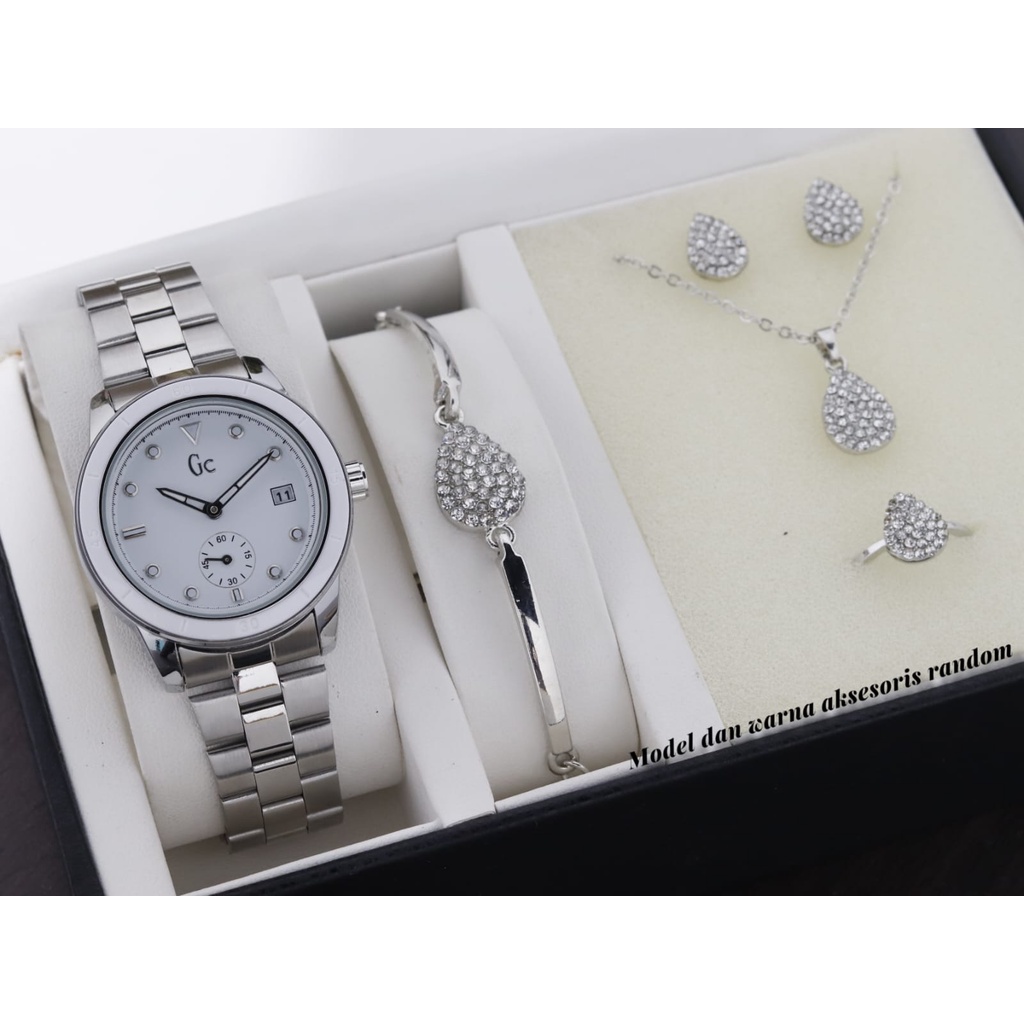 PROMO !! Jam Tangan Wanita Fashion Guess Collection Rantai Stainless Free ACC Premium