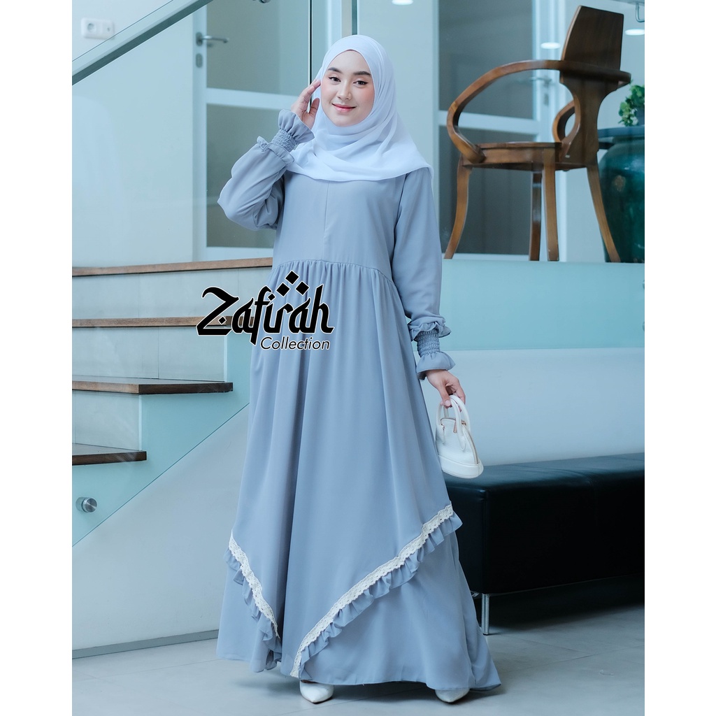 Gamis Ceruty Babydoll Terbaru Zafirah Collection - Gamis Renda Aira Dress Muslim