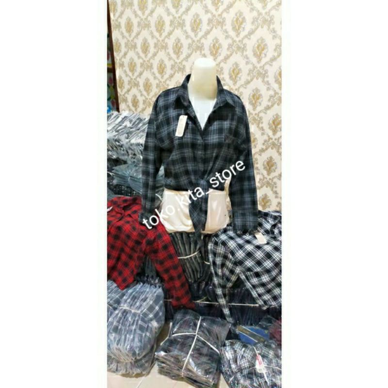 outer/ KEMEJA KOTAK IKAT / KEMEJA CROP / KEMEJA KOTAK WANITA / KEMEJA FLANEL