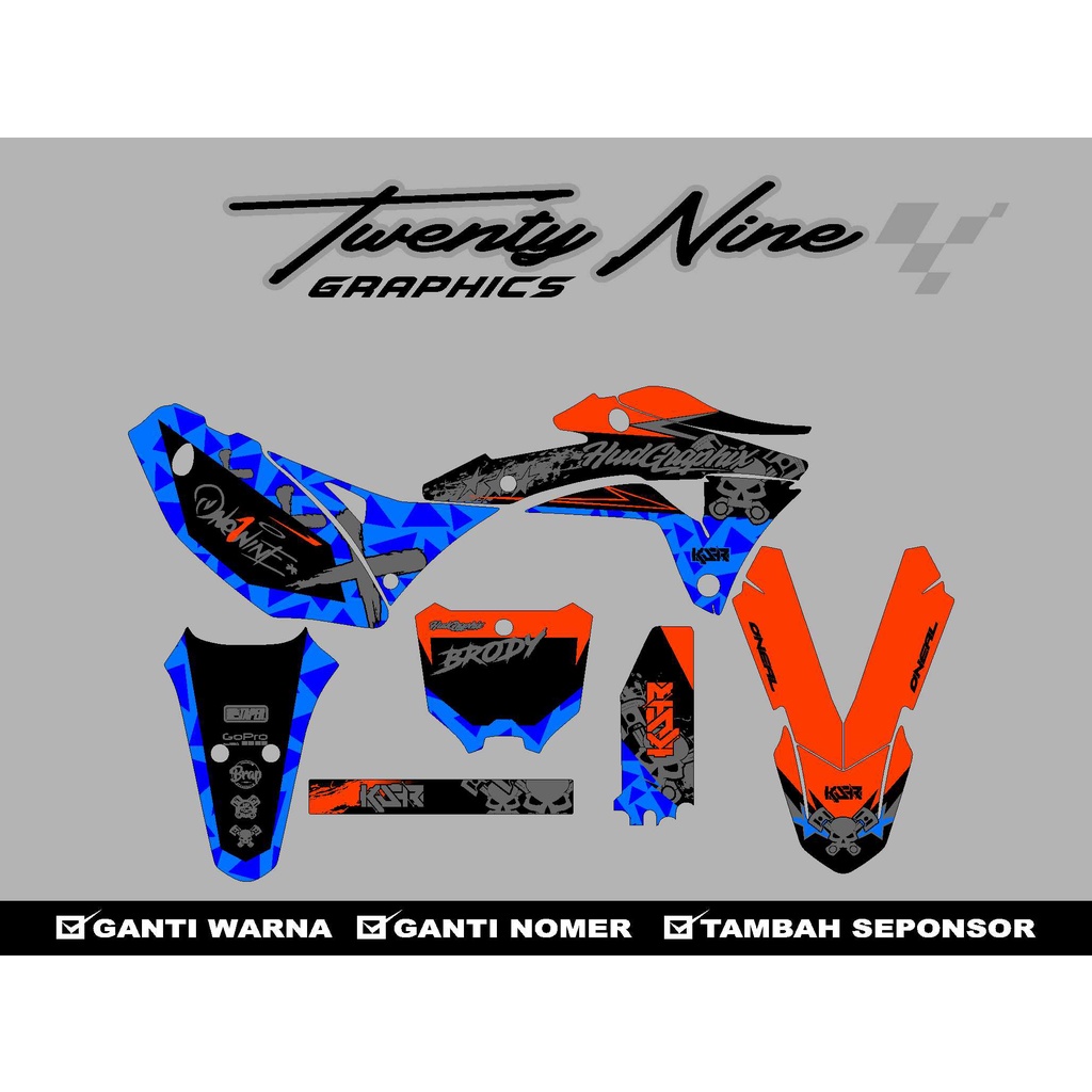 DECAL STICKER KLX GORDON FULL BODY COSTUM SUPERMOTO MOTORCROSS KLX GORDON