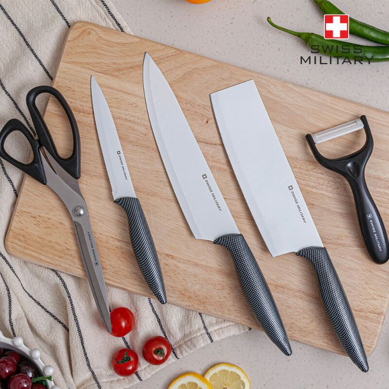 READY Pisau dapur set serbaguna ORI Swiss Military tajam kuat multifungsi