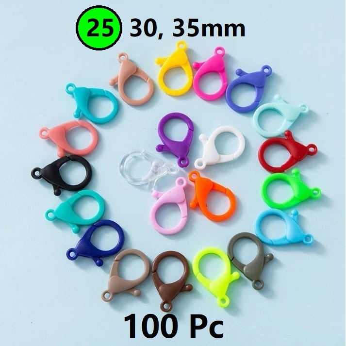 Kaitan Kokot Udang Plastik Claps Plastik Uk 25mm Warna/i Doff Harga/100pc