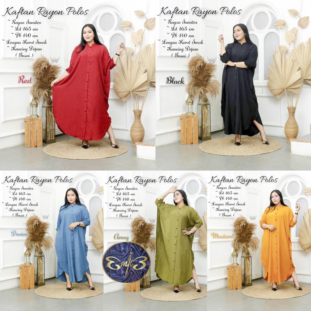 Alicia Kaftan Dress Rayon Maxi Maxy Busui Muat Big Size By Emile