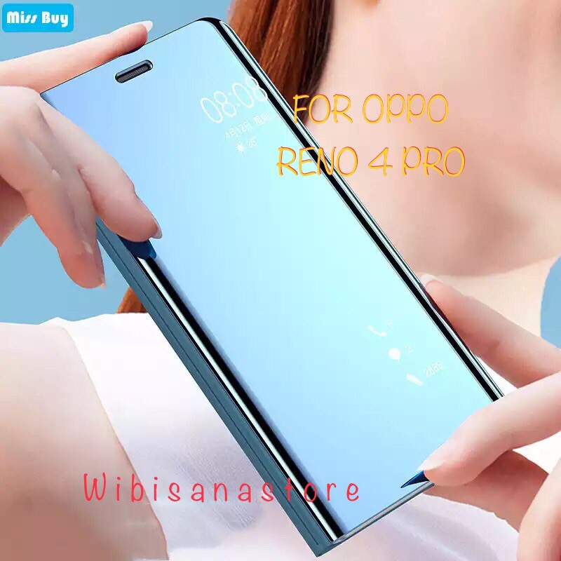 WS95 Original Flip Case Sarung Hp Oppo Reno 4 Pro 4Pro Mirror Clear