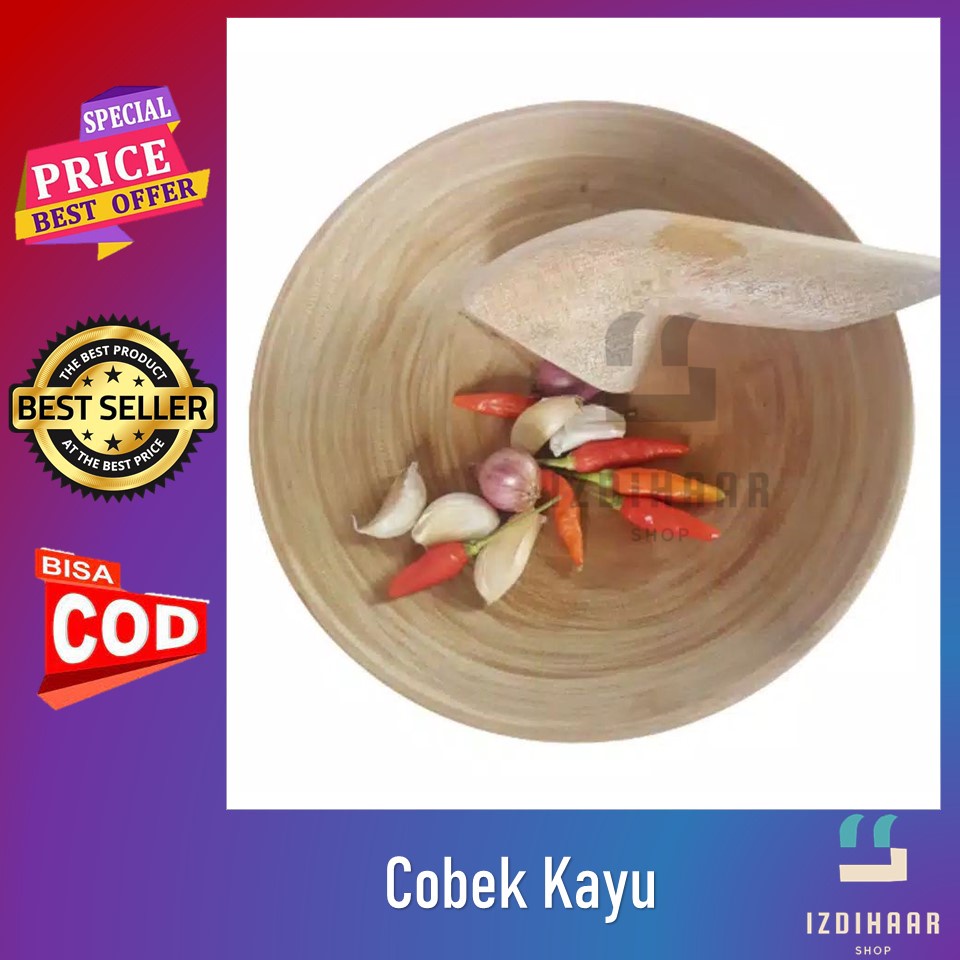 Tamicho - ULEKAN KAYU BESAR / COBEK KAYU SET UNTUK RUJAK SAMBAL / PENGULEK SAMBAL PECEL / AYAM PENYE