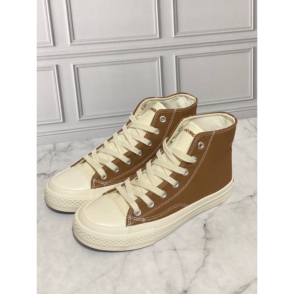 Sepatu Wanita Import Canvas Tinggi Wanita Brown Polos Import Model Korean-1