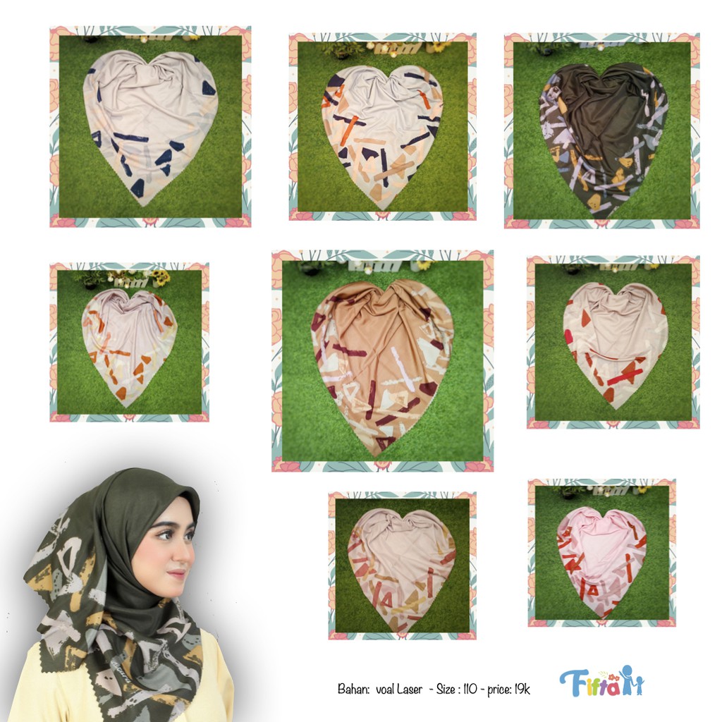 Jilbab Segi Empat Motif Garis Segitiga