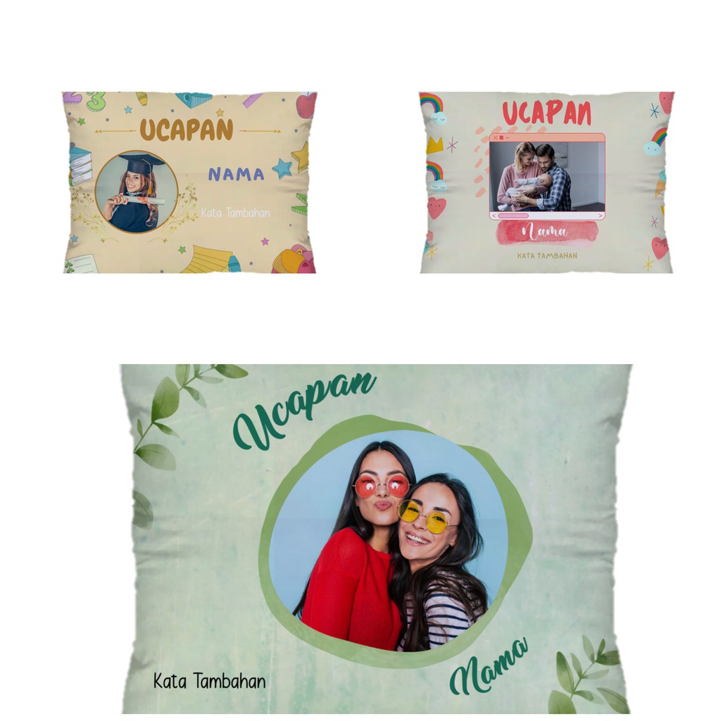 (BISA CUSTOM SENDIRI) BANTAL FOTO 2 sisi KADO WISUDA,BANTAL KADO WEDDING,BANTAL KADO  40x60 , 50x70.