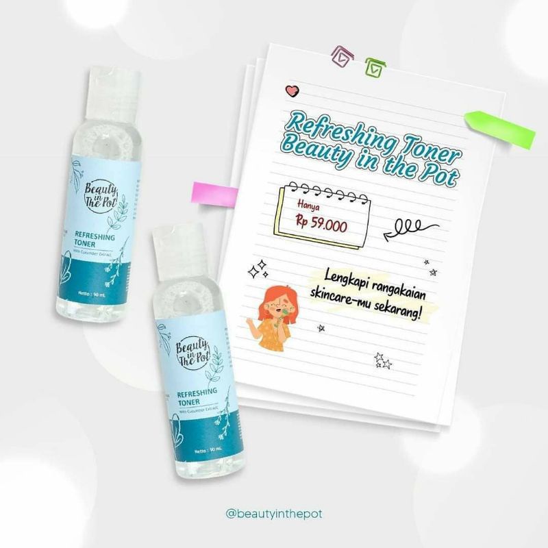 Skincare Refreshing Toner Cucumber Extract Beauty In The Pot 100% Original Murah Melembabkan