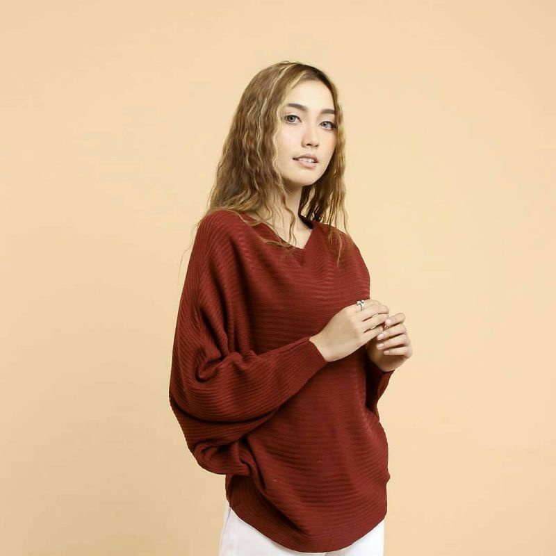 Blouse Batwing Oversize Lasperal Knit Batwing Kalong / Atasan Rajut Jumbo Wanita Outerwear