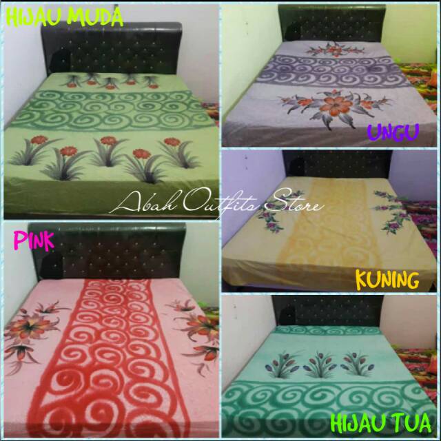 SPREI BATIK LUKIS PEKALONGAN MOTIF BUNGA WARNA PINK MERAH MUDA HIJAU MUDA UKURAN 180x200x30 KING SIZ