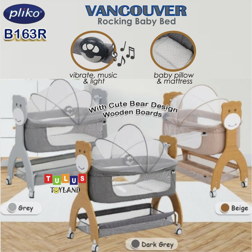 Box Bayi Pliko Vancouver Rocking Baby Bed Music Light Ayunan Bassinet Ranjang tempat tidur bayi