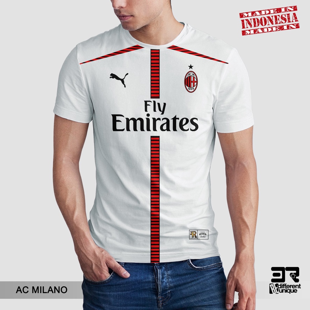 [ COD ] KAOS PRINTING GAMBAR TEAM SEPAK BOLA AC MILANO - BAJU DISTRO ORIGINAL MOTIF UNIK ATASAN UNIS