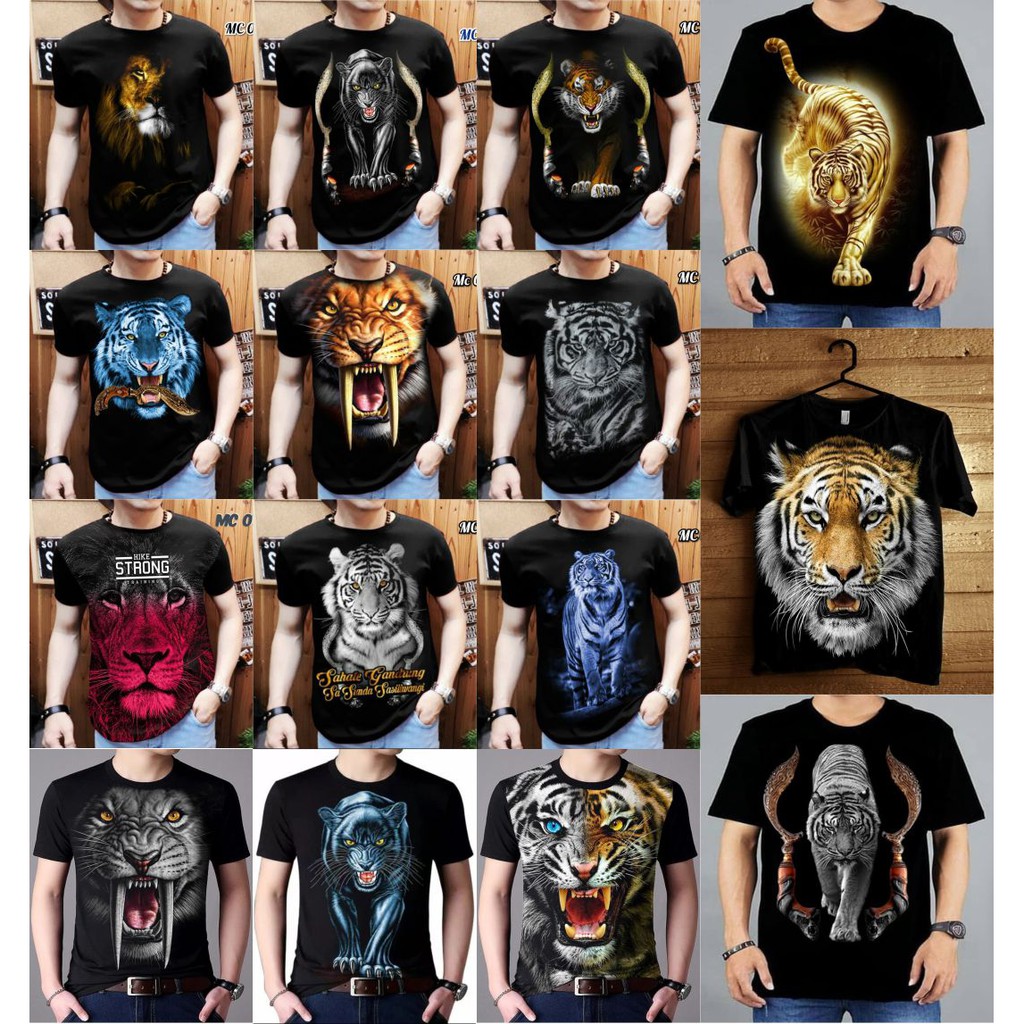 BAJU KAOS DISTRO PRIA TSHIRT LENGAN PENDEK MACAN HARIMAU 3D