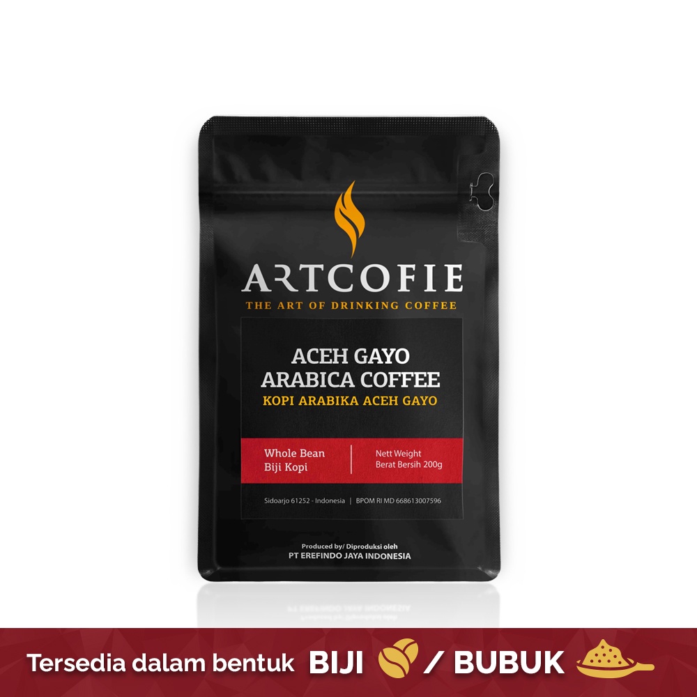 

Artcofie Kopi Aceh Gayo Arabica Pouch Biji / Bubuk 200gr (Bubuk /Biji)