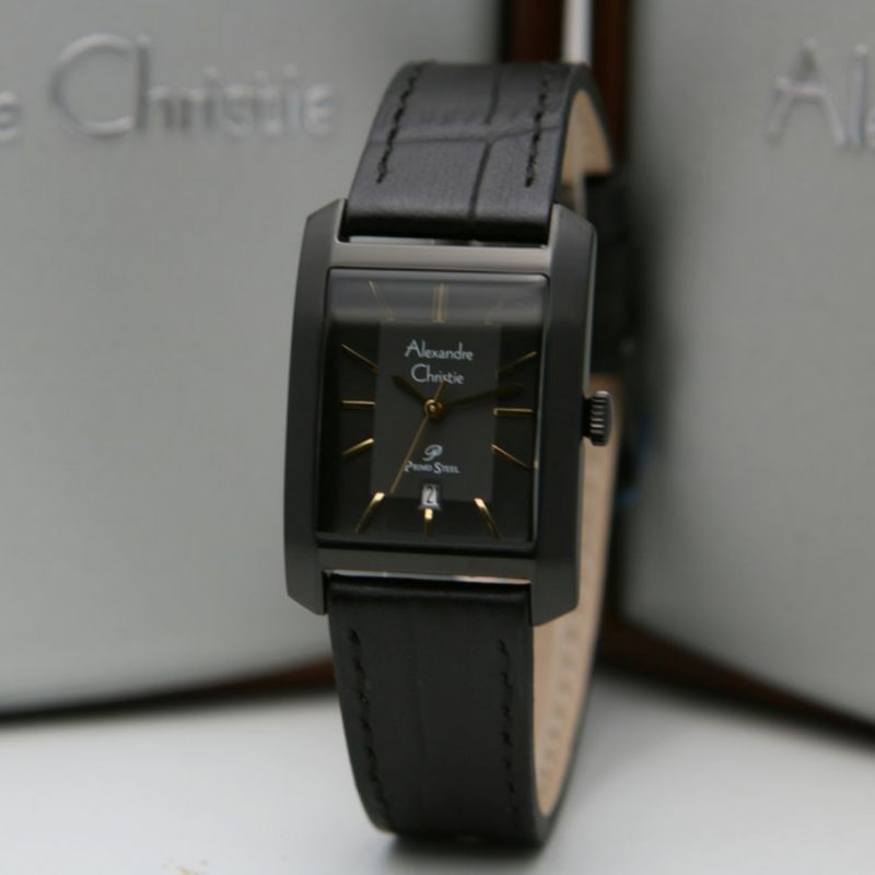 JAM TANGAN WANITA ALEXANDRE CHRISTIE AC 1019 FULL BLACK LEATHER ORIGINAL