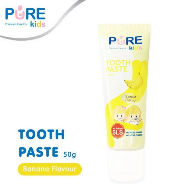 (BEST SELLER!!) PURE KIDS TOOTHPASTE 50GR / pasta gigi anak / odol / STRAWBERRY / ORANGE / BANANA /BUBBLEGUM / NEW VARIAN / RASA BARU