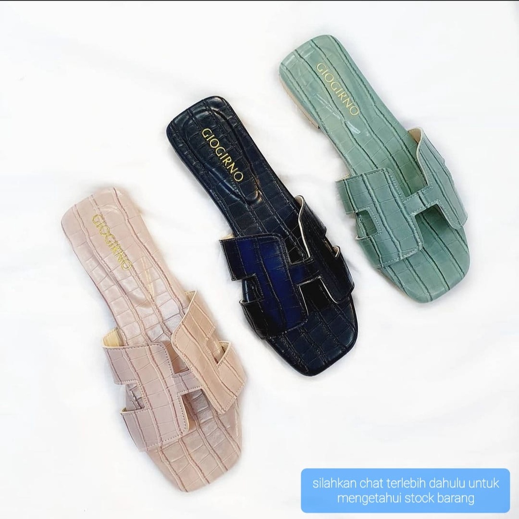 FLAT SANDAL WANITA KOREA FASHION - SENDAL KOREA SLIP ON TERLARIS