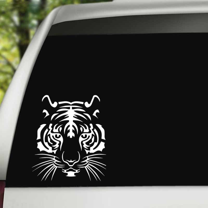 Stiker Reflektif Motif Kepala Harimau Ukuran 14x15cm Untuk Dekorasi Body Belakang Mobil