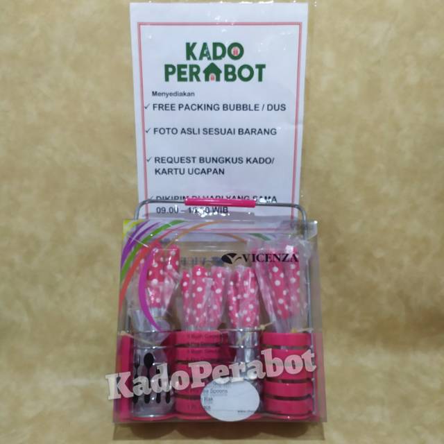 Kado Sendok Set Cantik - Sendok Polkadot Set - Sendok motif Set murah