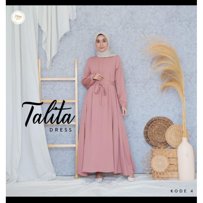 TALITA DRESS BY DHIYA OFFICIAL GAMIS POLOS GAMIS WOLLPEACH