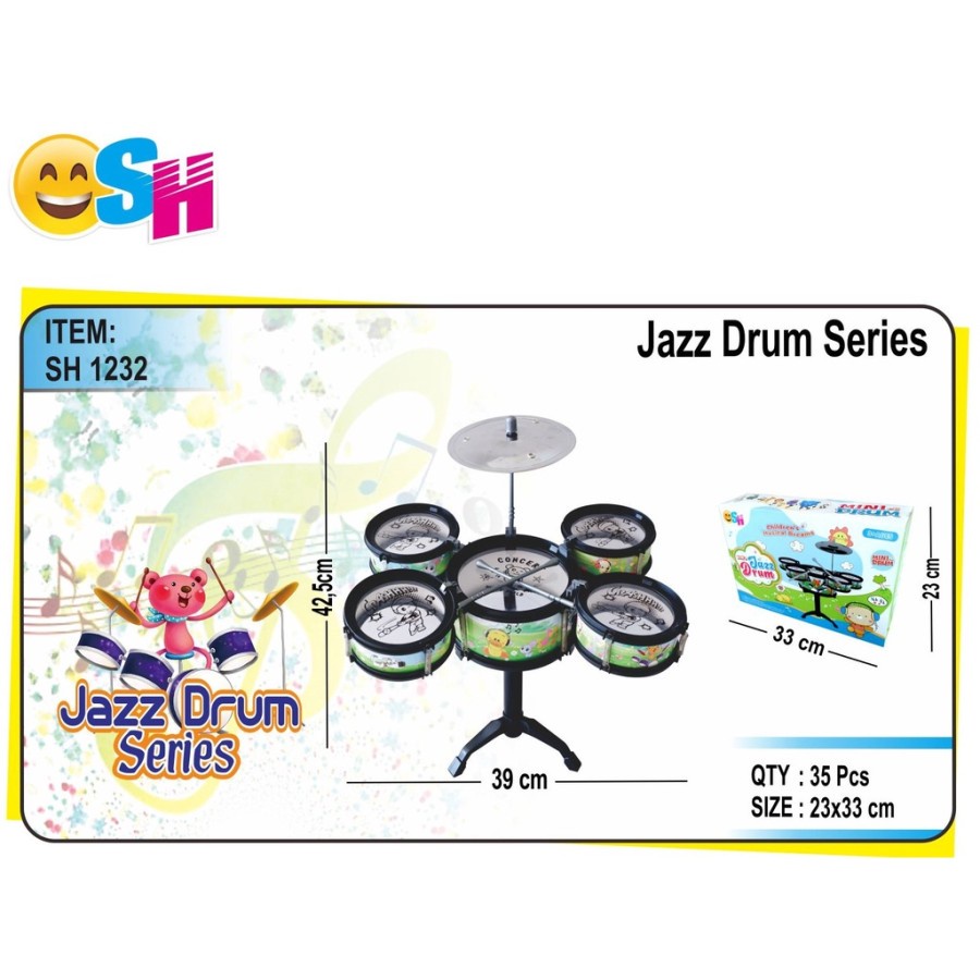 MWN Mainan Jazz Drum 5 pcs plus Tempat Duduk SH1234