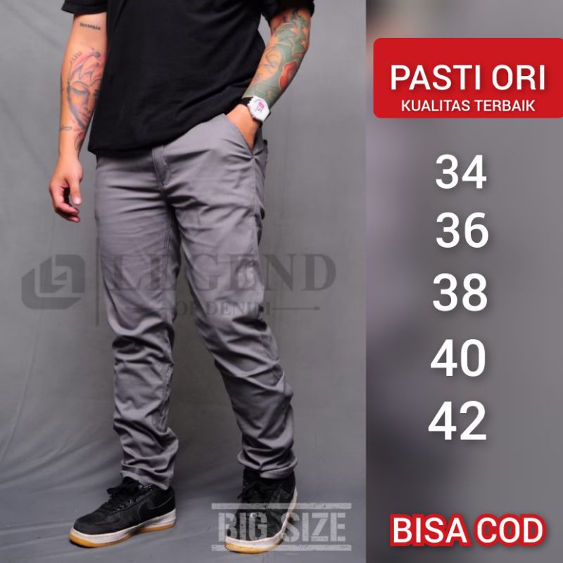 Legend of Denim celana chino panjang pria jumbo chino panjang pria slim fit celana panjang pria jumbo celana chino panjang celana chino jumbo pria celana chino panjang pria celana pria jumbo celana chino big size warna Abu JCL103