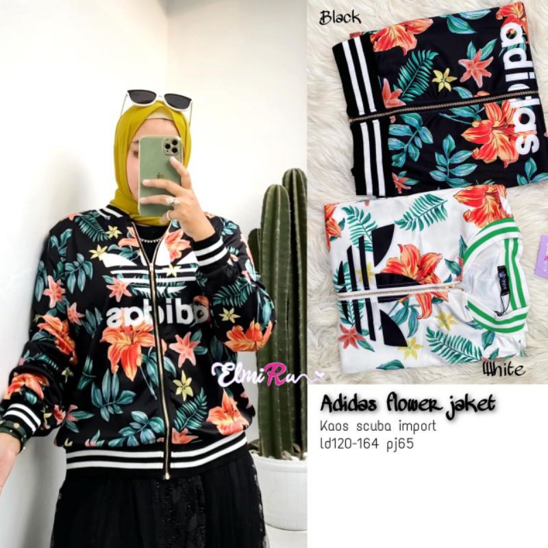 JAKET WANITA DEWASA IMPORT ADIDAS FLOWER JAKET IMPORT MOTIF TERBARU DUA WARNA BEST SELLER