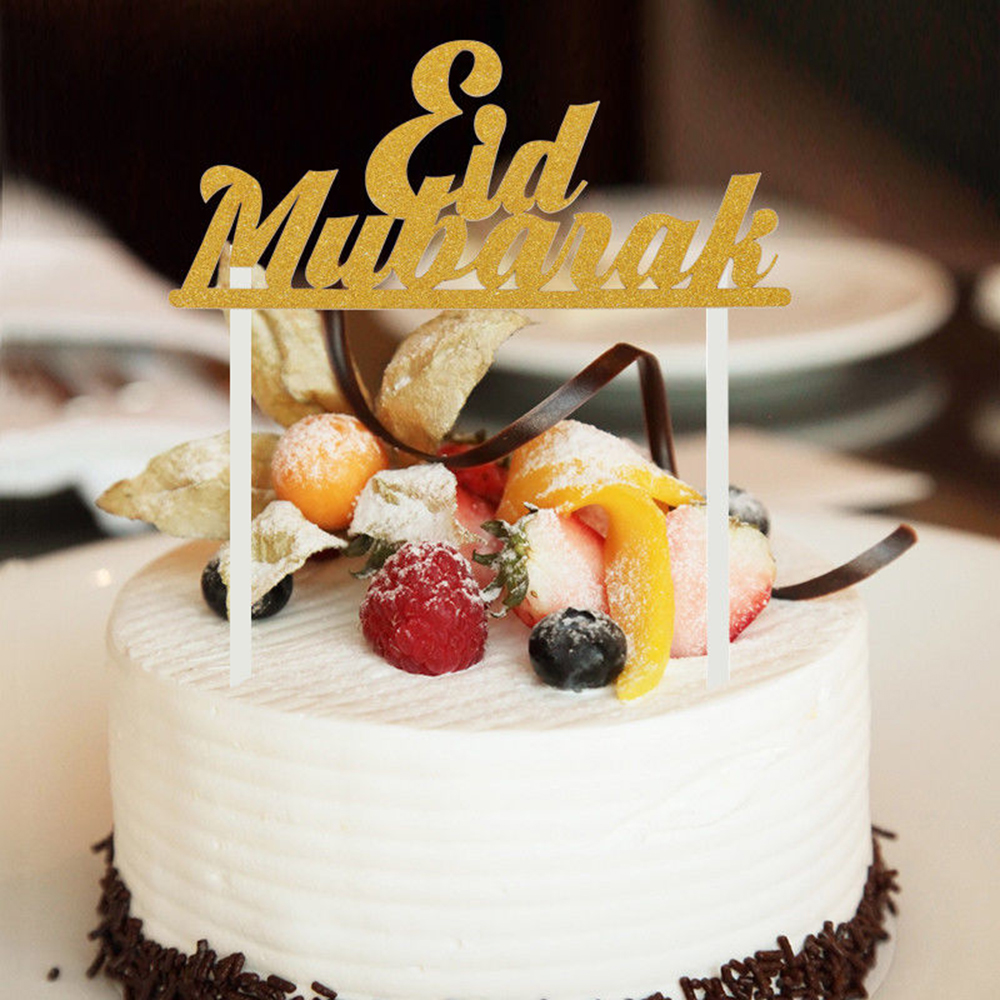 1 / 10pcs Topper Kue Desain Eid Mubarak Untuk Dekorasi Pesta Ulang Tahun