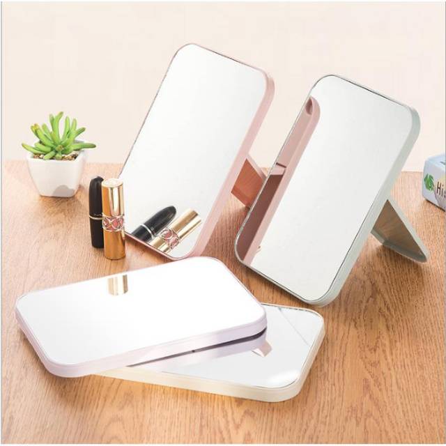 Cermin Kaca Rias Make Up Kreatif Kaca Cermin Lipat Persegi Portable Beauty Mirror Cermin U